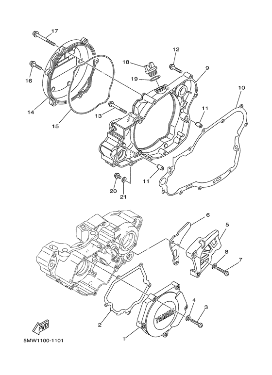 YZ250 Крышка картера двигателя
