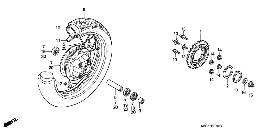 Rear wheel complete assy