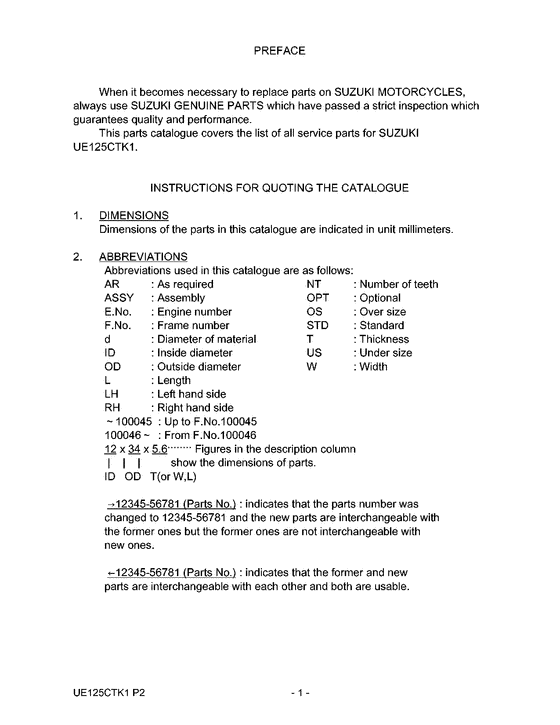 UE125 Catalog preface