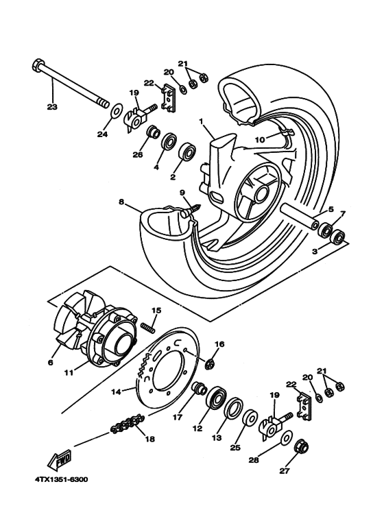 Rear wheel complete assy