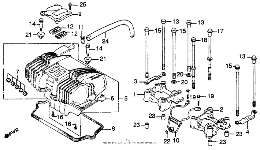 Cylinder head cover + camshaft holder