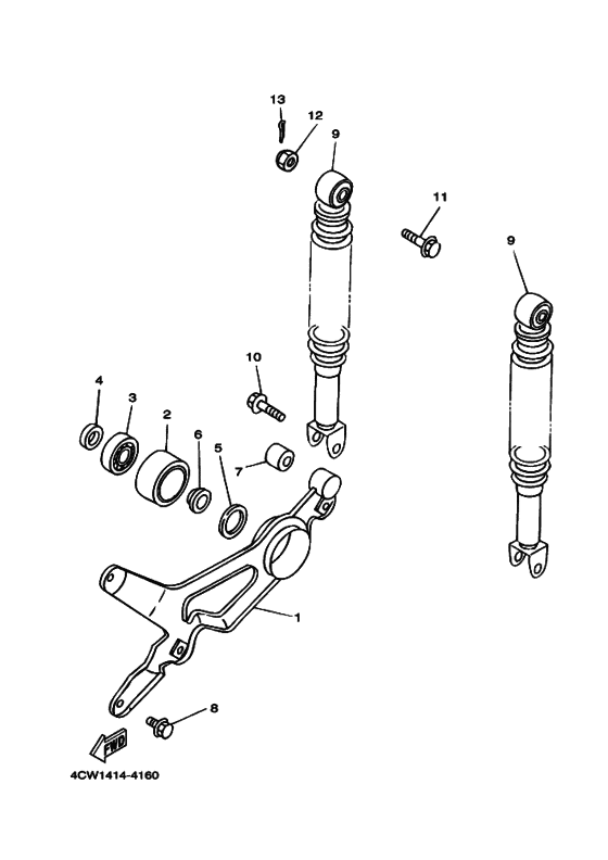 XC125TR Задний рычаг и подвеска
