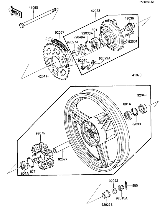 Rear wheel/hub/chain