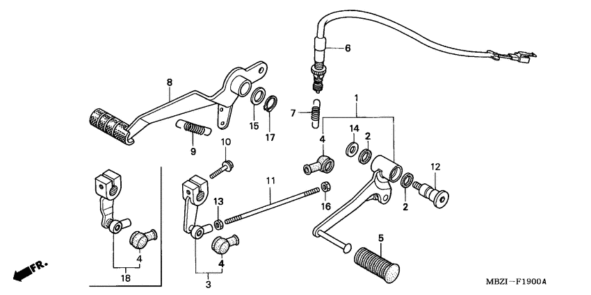 Brake pedal/change pedal