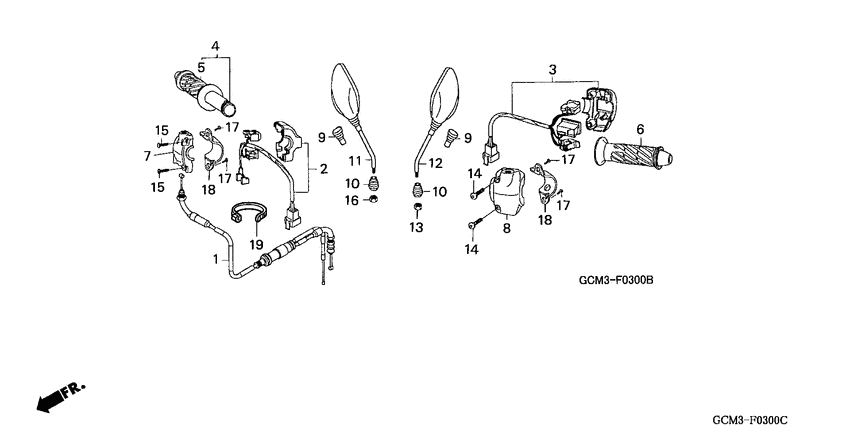 Cable/handle lever/switch