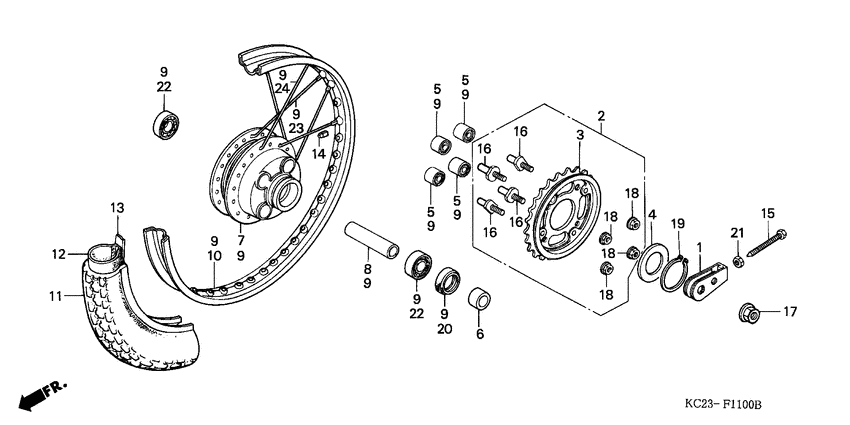 Rear wheel complete assy