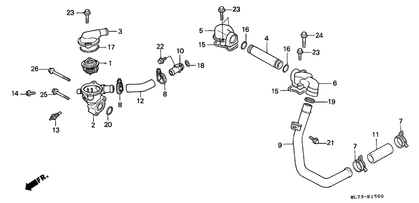 Water pipe/thermostat