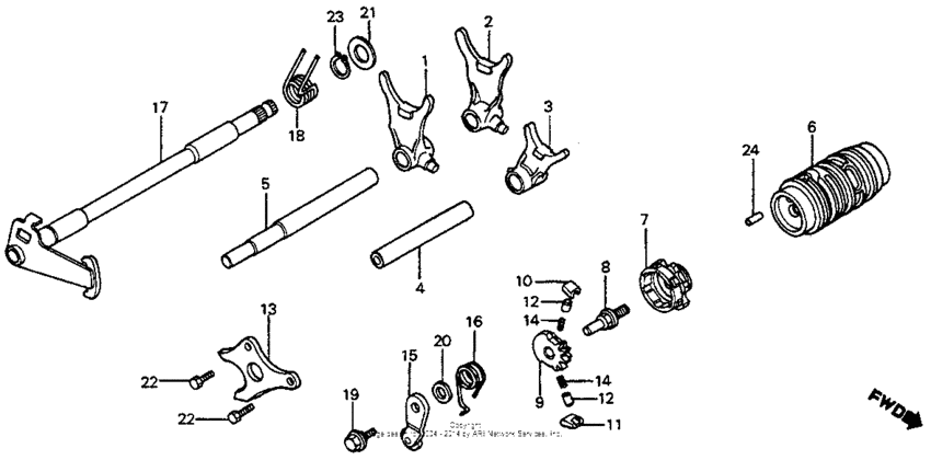 CR80R Gearshift drum 83