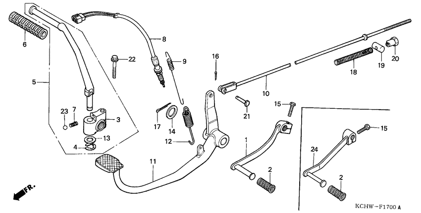 Pedal/kick starter arm