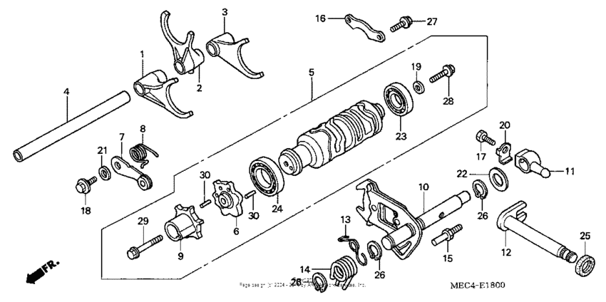 Shift drum + shift fork