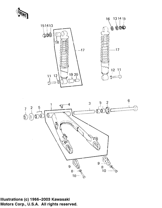 Swing arm/shock absorbers