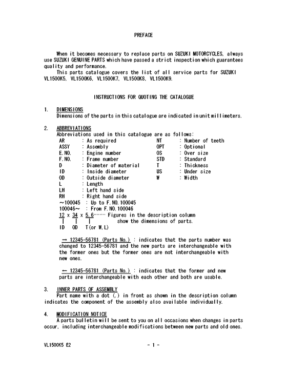 VL1500 Catalog preface