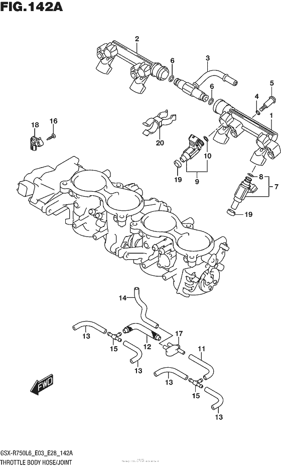 Throttle Body Hose/joint (Gsx-R750L6 E03)