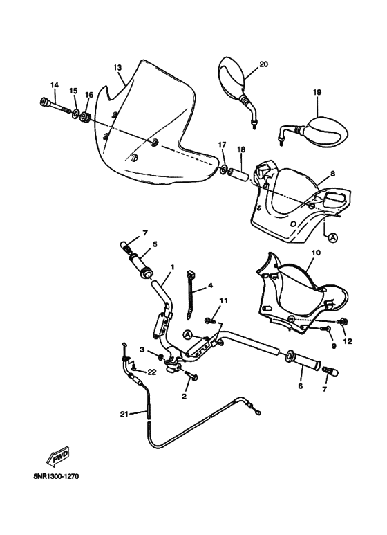 YP125D Рулевой рычаг кабель