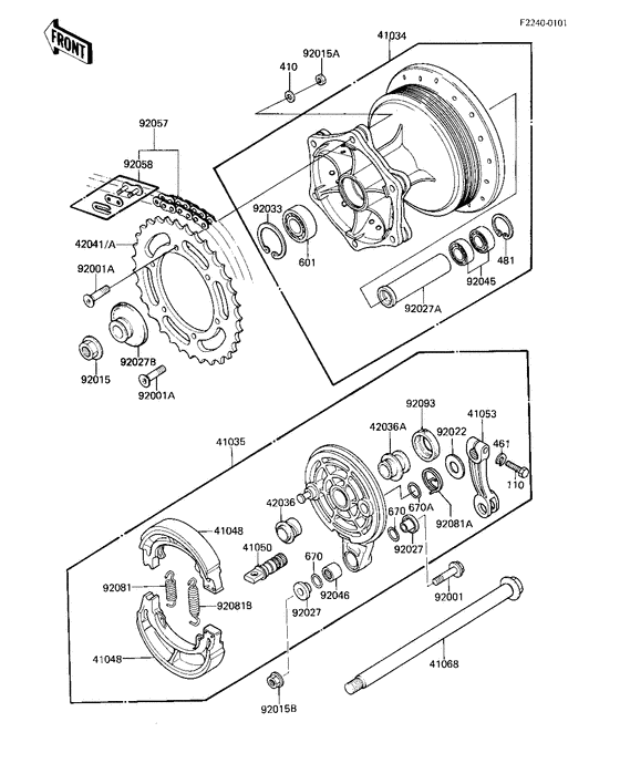Rear hub/brake/chain