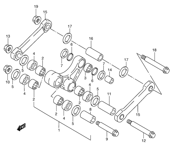 RM250 Втулки заднего рычага