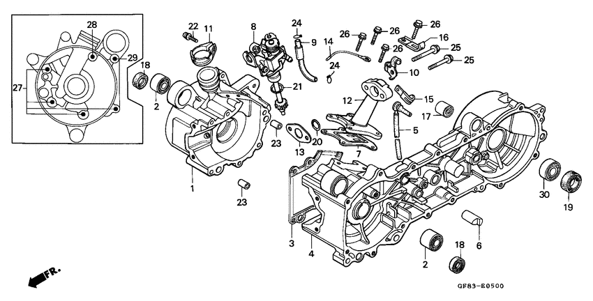 Crankcase/oil pump/ inlet pipe