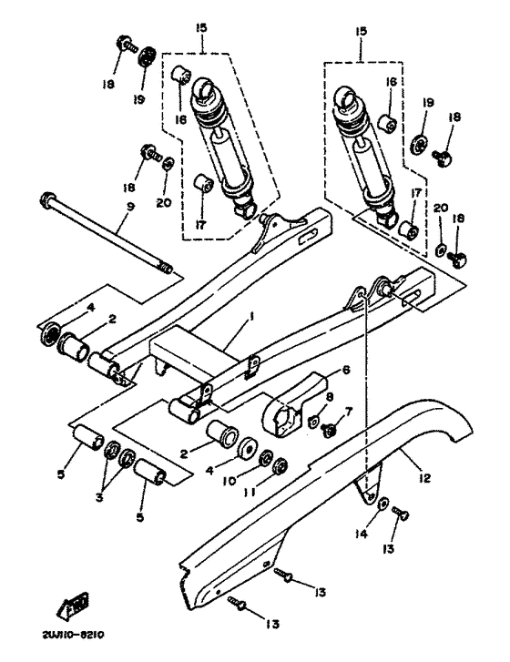 XV125 Bras arriere. suspension