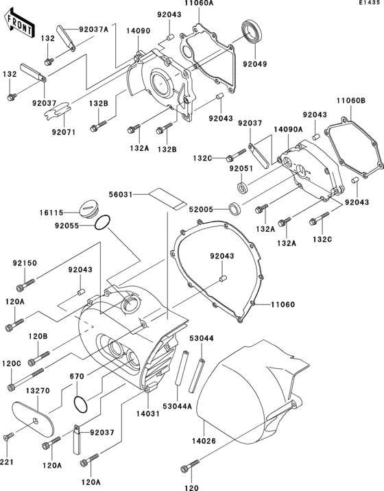 VN800 Левая крышка двигателя