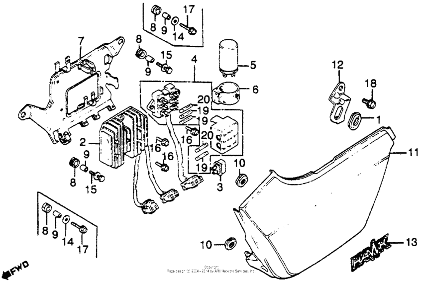 Left side cover + rectifier + fuse