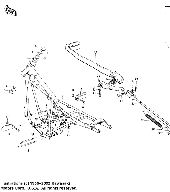 Frame/frame fittings/footrests/brake pedal