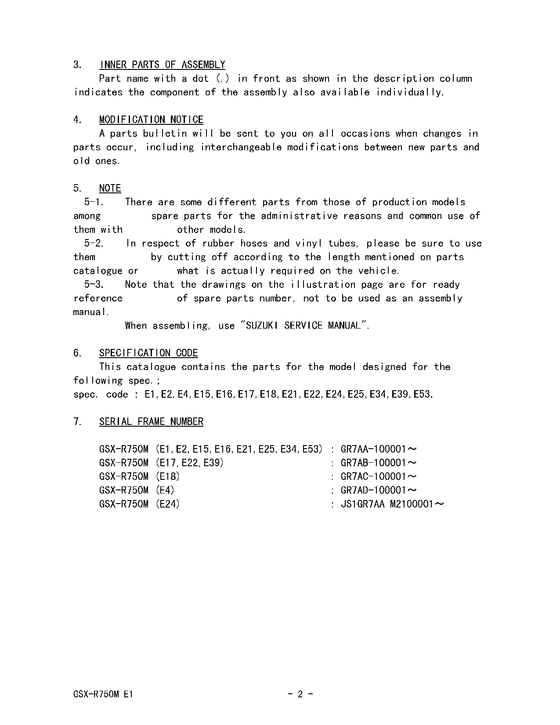 GSX-R750 Catalog preface