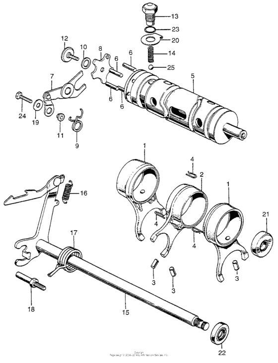 Shift drum + shift fork
