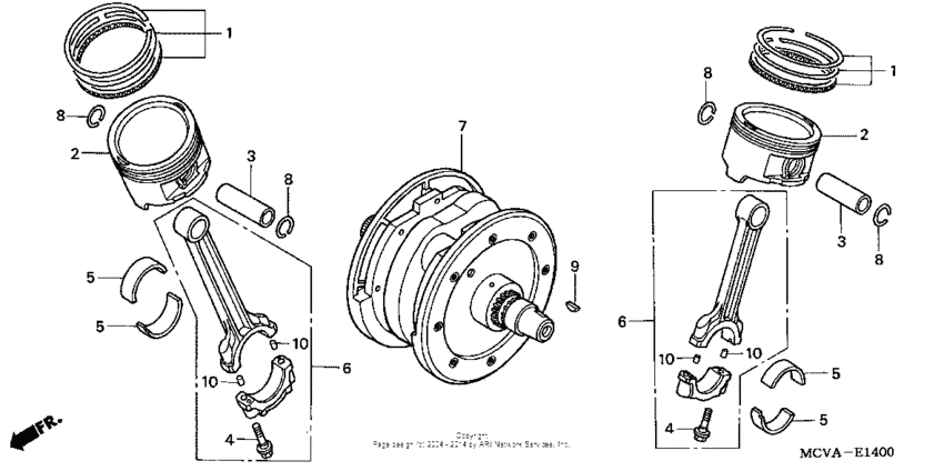 VTX1800R2 Коленчатый вал и поршни