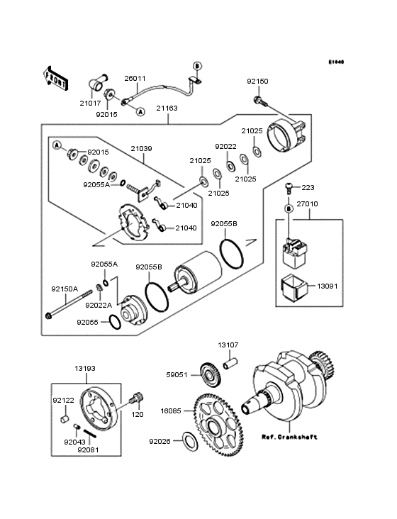 Starter motor/starter clutch