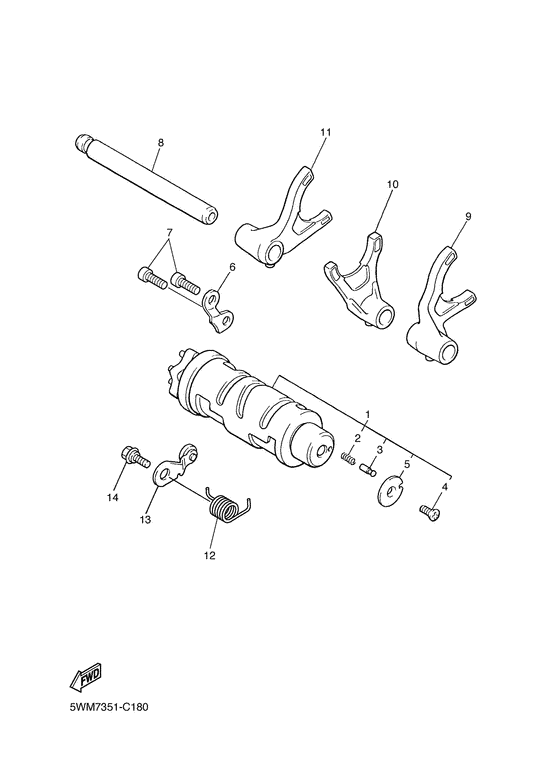 Shift cam & fork