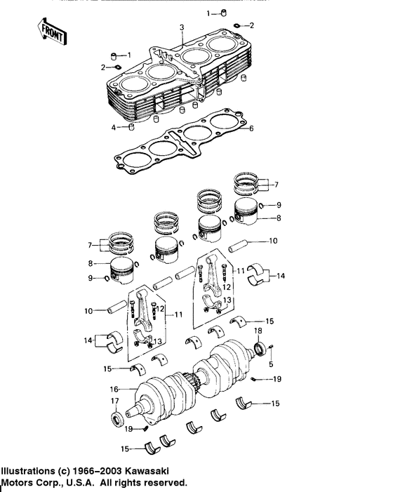 Cylinders/pistons/crankshaft