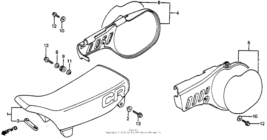 CR80R Seat + side cover 83