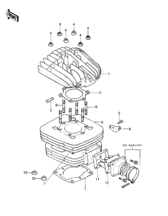 Cylinder head/cylinder/reed valve