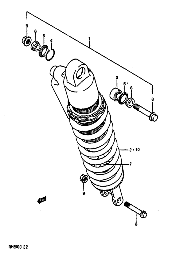 RM250 Абсорбер удавный в сборе задний