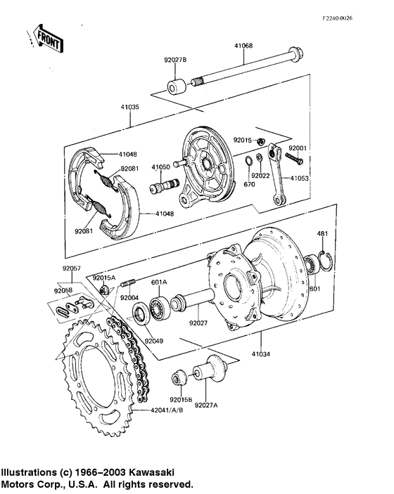 Rear hub/brake/chain
