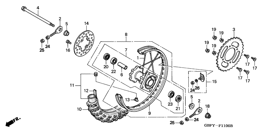 Rear wheel complete assy