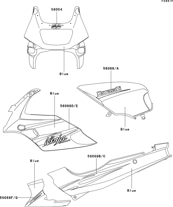 EX500 Наклейки (синий)