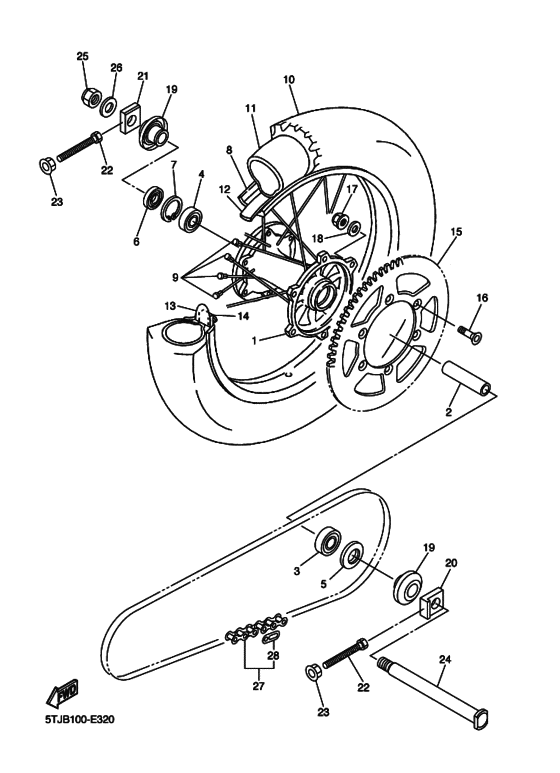Rear wheel complete assy