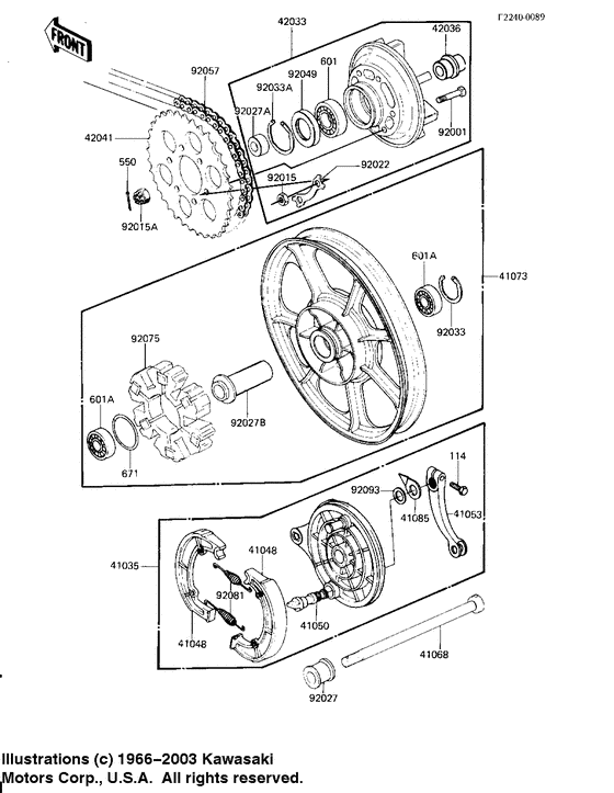 Rear wheel/hub/brake/chain