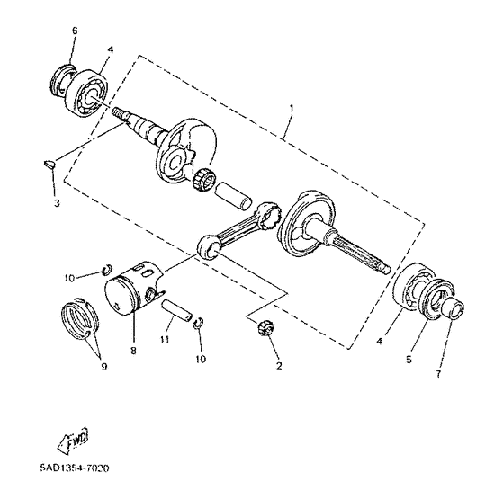 YN50R Коленчатый вал и поршни