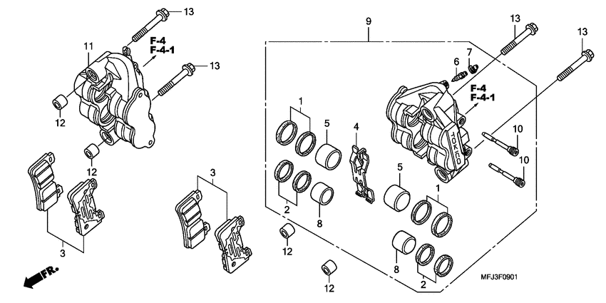 CBR600RR (ABS) Передний суппорт