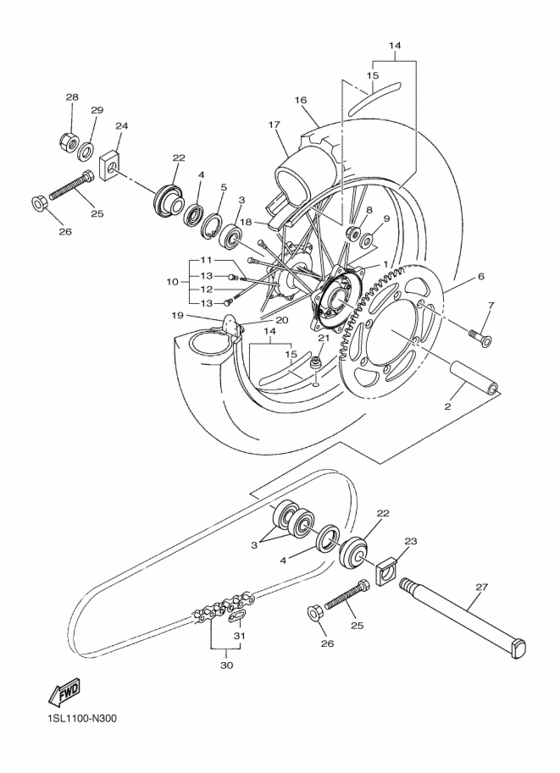 Rear wheel complete assy