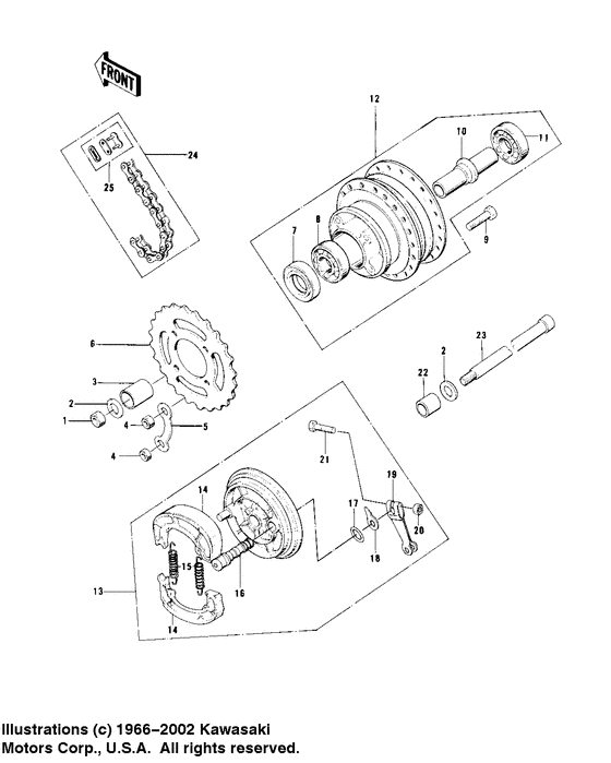 Rear hub/brake/chain