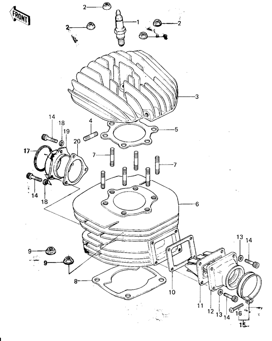 Cylinder head/cylinder/reed valve