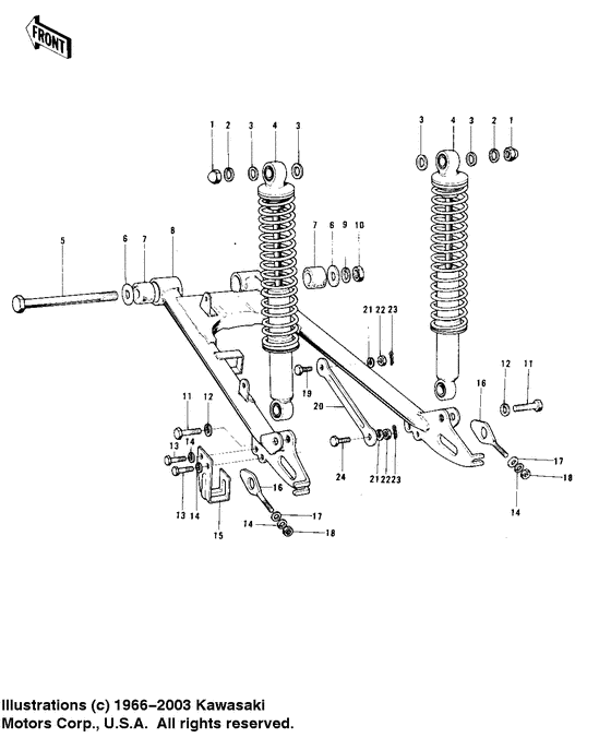 Swing arm/shock absorbers