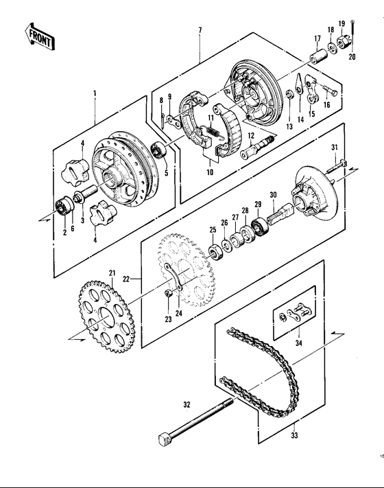 Rear hub/brake/chain
