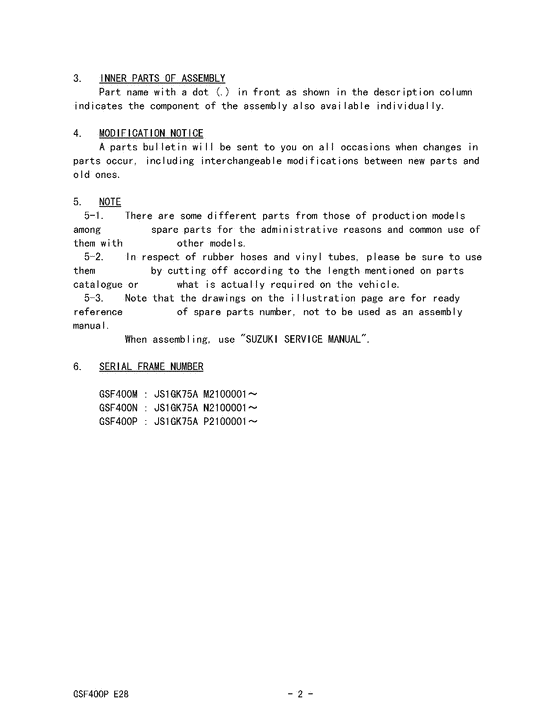 GSF400 Catalog preface