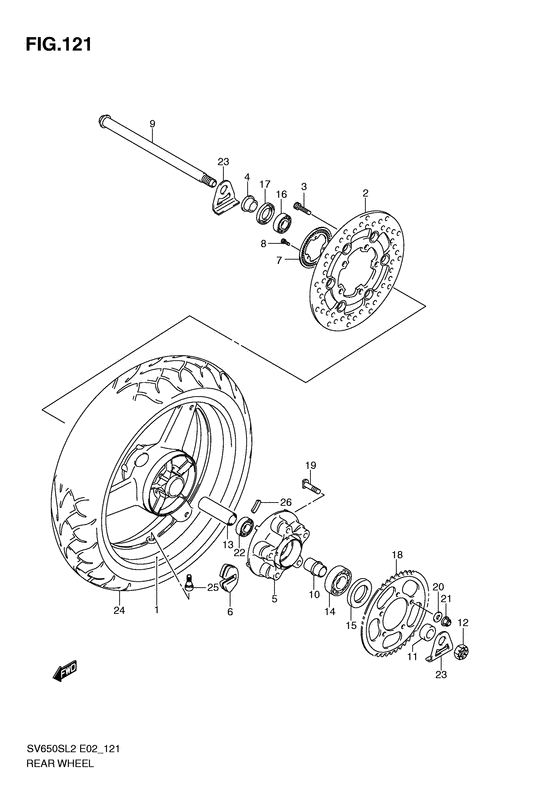 Rear wheel complete assy