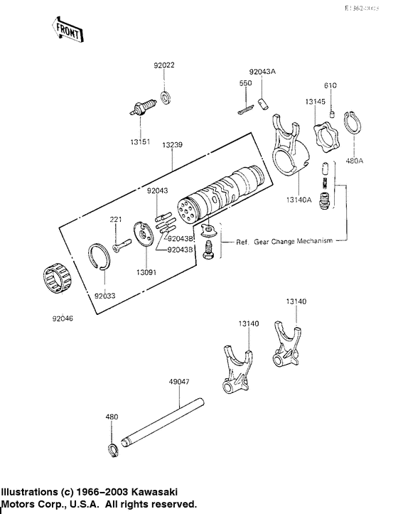 Gear change drum & forks