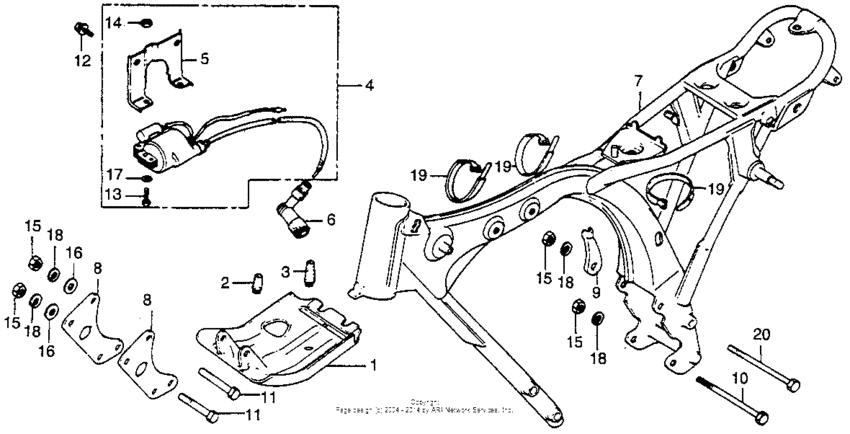 Frame + ignition coil